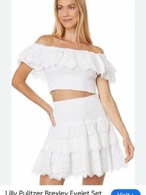 Lilly Pulitzer White Brexley Eyelet Off-Shoulder Mini Set